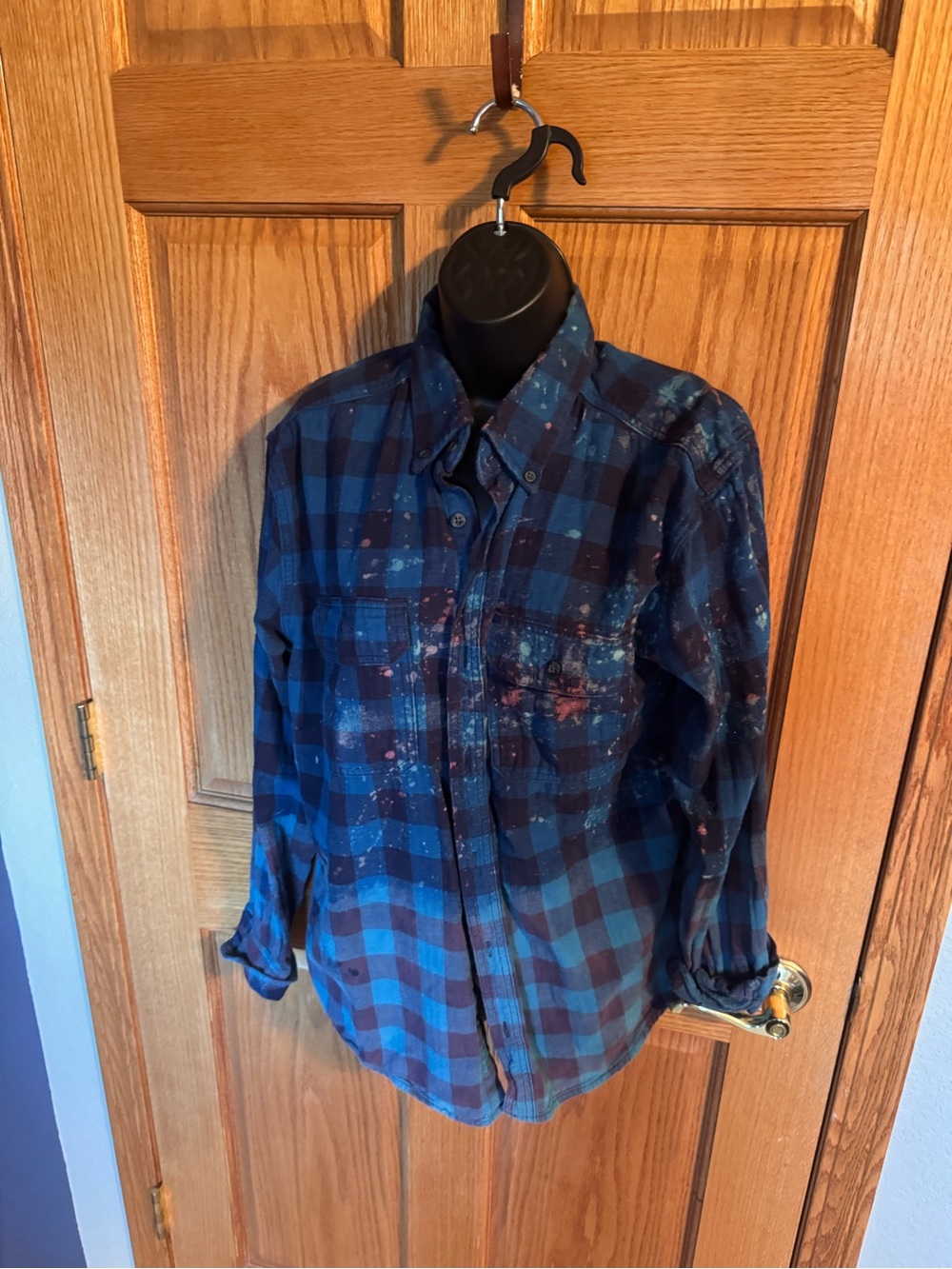 Women’s Blue Plaid ombré Flannel Shirt